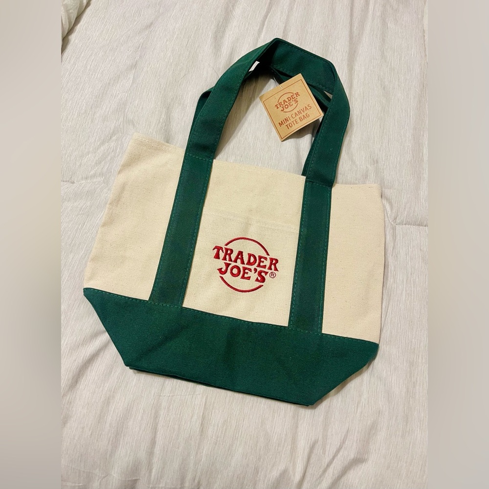 NWT Trader Joe's Mini Canvas Tote Bag - Green
